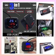 VOLT METER 3IN1 MINI 3 KOSO VOLT METER 3 IN 1 DIGITAL LED VOLT METER + OUTDOOR TEMPERATURE + USB POR