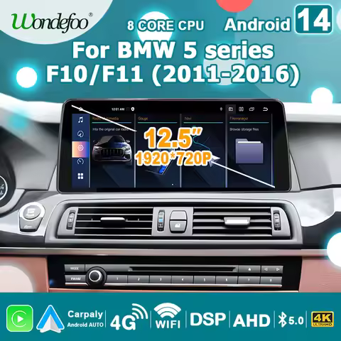 Wireless Carplay Android 14 Auto Stereo Screen for BMW 5 Series F10/F11 520i 525i 528i 2011-2017 Car