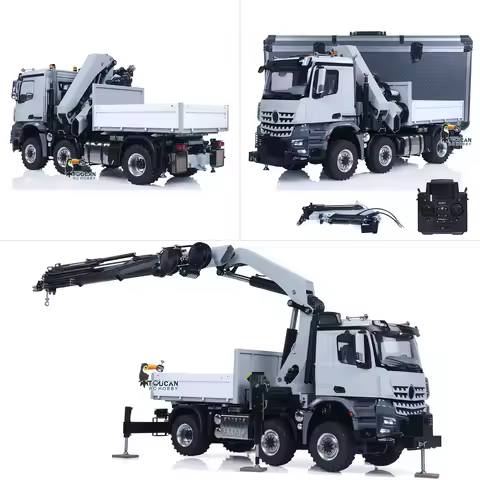 1/14 6*6 4151 AK Metal RC Tractor Truck with Hydraulic Crane Fly Jib Arm Bucket RC Farm Vehicle 3Spe