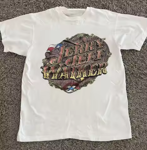 White Jerry Jeff Walker Cotton T-Shirt Full Size BS798