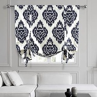 HPD Half Price Drapes Tie-Up Window Shade 46 X 63 Inch Ikat Printed Cotton PRTW-TUD24A-63 (1 Panel), Ikat Blue