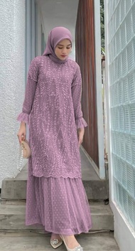 Tiara Maxy Dress Brukat Tile Dotty Terbaru M L XL Ready stock 5 warna/Gamis Kondangan Kekinian Termu