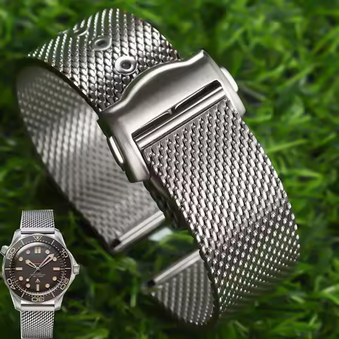 High quality Titanium steel 20mm Chain Strap For Omega 007 Seamaster Diver 300 Watch Band Replace Mi