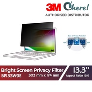 3M™ Bright Screen Privacy Filter for 13.3in Full Screen Laptop, 302 mm x 174 mm, 16:9, BP133W9E
