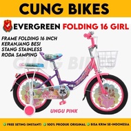 Sepeda Lipat Anak Perempuan Mini 16 Inch Evergreen Folding Girl