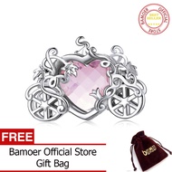 BAMOER Shining Magic สายการบิน925เงินสเตอร์ลิงสีชมพูคริสตัลแก้วรูปหัวใจ Charm Fit สร้อยข้อมือเครื่อง