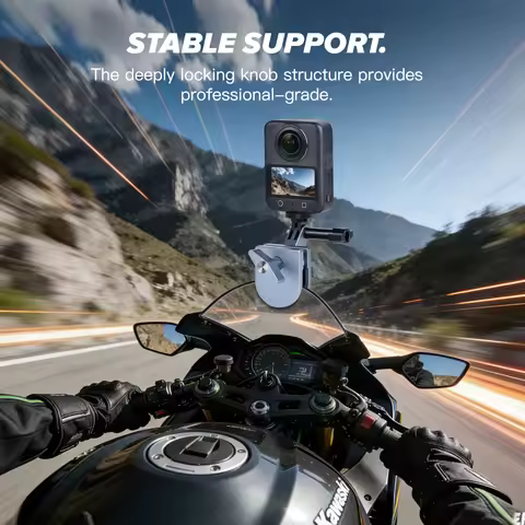 Motorcycle Windshield Mount Clamp Aluminum Clip For GoPro 13 12 Insta360 Go Ultra For DJI Osmo Nano/