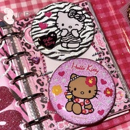 [JCBV] 2Pcs Y2K Aesthetic Shiny Hello Kitty Badge Kawaii Zebra Pattern Hello Kitty Badge Bapa Decora