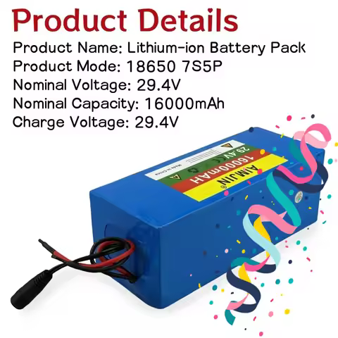 16000mAh 18650 7S5P 24V 16Ah Battery Pack 500W 29.4V Electric Scooters Lithium-ion Battery Built-in 