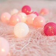 粉紅線球空心燈串  泰國棉線球 聖誕裝飾 棉線led燈串 浪漫告白裝飾燈串 [20燈球3米]