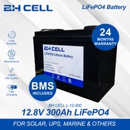 BH CELL  L-12-300 LITHIUM BATTERY LIFEPO4 12.8V 300AH - 2 YEARS WARRANTY -  BMS INCLUDED - FOR SOLAR, UPS, RV AND MARINE