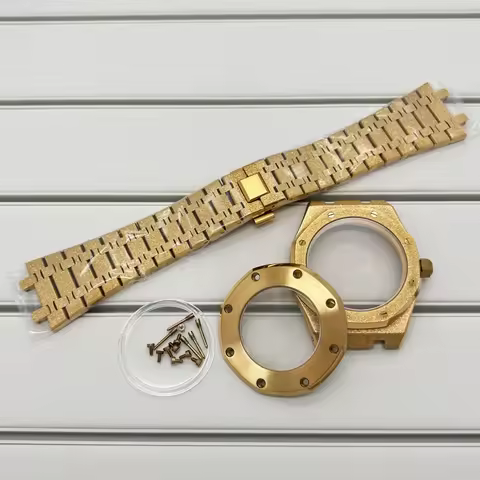 41mm Starry Sand Silver Watch Case Strap 316L Stainless Steel Fit Oak 31.8mm Dial Assembled NH35 NH3