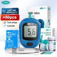 Cofoe Youzhun Mini Blood Sugar Test Kit +50 Test Strips +50 Needles Digital Blood Glucose Meter Kit Glucometer Full Set Diabetic Test Machine Blood Glucose Monitor Set for Diabetes Tester [LIFETIME WARRANTY]