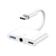 3in1อะแดปเตอร์ฮับ HUB Type C Lightning เป็น 3.5mm+3.5mm+PD headphones JACK USB-C to 3.5mm Jack Adapt