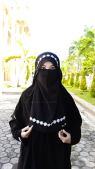 Dasmont Fashion Niqab Veil Renda Yaman Sifon Jetblack Arab Cadar Renda Hitam Nyaman Dan Tidak Pengap