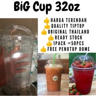 Big Cup 32 OZ with lid Dome for Drink / Big Cup Thai (50pcs) Cup 32oz penutup dome Cawan Iceblended 