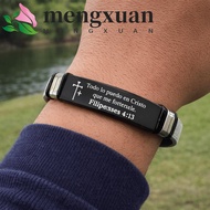 MENGXUAN Family Friendship Bracelet, Adjustable Black/Silver Inspirational Quotes Braclets, Verse Bi