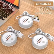 50W Fast Charger USB Adapter 4 USB 2 TYPE-C Multi Port Charger Quick Charger Original Touch LED