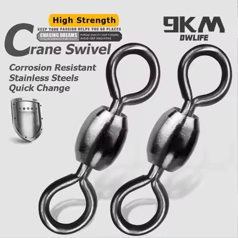 9KM Crane Swivels 50~200Pcs Fishing Barrel Swivel Line Hook Connector Brass with Stainless Rings Sal