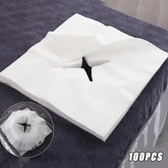 Disposable Hole Towel Massage Bed Non-woven Cover Towel Square Face Beauty Bed Sheet H8t7