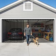 Sliding Garage Door Screen for 1 Car Garage 9x8FT, Sliding Screen Door with Track Cloure& Retractabl