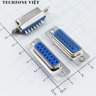 [5 Pieces]- DB15 Port 15 Pins Straight 2 Rows Solder Wire Connector TechZone Viet