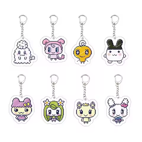 GoGo Tamagotchi Keychain Acrylic Tamagotchi Mametchi Kuchipatchi Mimitchi Pendant Keyring Key chain 