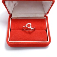 925 Silver Ring with White Gold Plating - 925 Silver Love Women's Ring