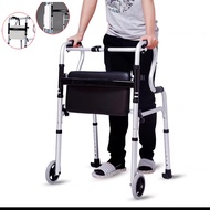 【COD】Adult Walker With Wheels Adjustable Aid Walker Crutch Cane Stick Foldable For Elderly Handicapp