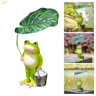 Unique Leaf Frog Garden Decor Resin Frog Holding Umbrella Statue for Outdoor Use