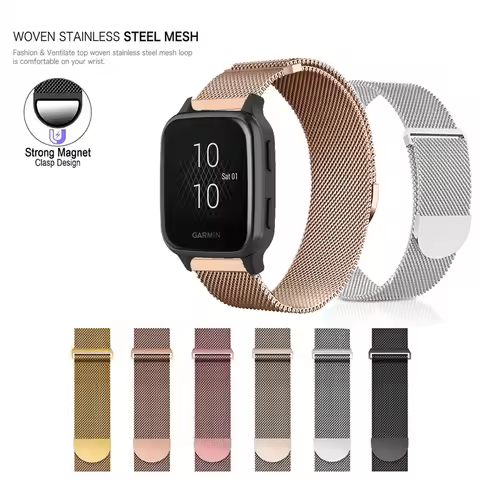 20MM Stainless Steel Strap Breathable Milanese Band For Garmin Venu SQ 2 / Venu2 plus