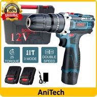 SONCO 12V Cordless Hammer Drill Impact Drill Driver Drill Screwdriver 3 Mode 2 Speed Buka Pasang Skrew Battery Cordless Drill 12V Screwdriver Drill Rechargeable 2 Speed 3 Mode Cordless Electric Hand Drill