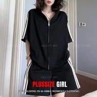 【M-5XL】大码女装 加大码200斤可穿 韩版2023新款休闲套装女运动大码短袖T恤配短裤阔腿夏季韩版时尚 套装女大码显瘦两件套 夏季女裝套裝 plus size One set women kor