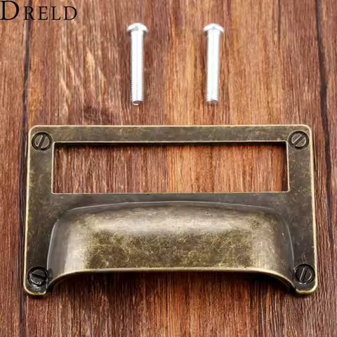 DRELD Antique Handles for Furniture Kitchen Drawer Cabinet Door Cupboard Shell Label Tag Pull Handle