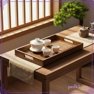 [PerfkfcMY] Wood Beverage Tray with Handles Chinese   Rectangular Beverage Tray Vintage Look Housewa