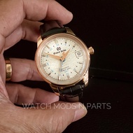 Grand Seiko Ladies Watch GS Mod 33mm GMT white ripple dial for ladies with black leather and butterf