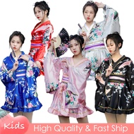 Japanese  Kimono Set For Woman Adult Red White Blue Pink Peacock Yukata Halloween Christmas Cosplay 
