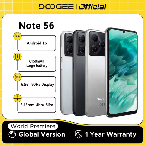 Global Version DOOGEE Note 56 Smartphone Android 16 6150mAh Large Battery 6.56'' 90Hz Display 24GB 6