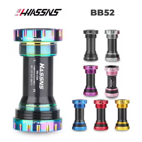 HASSNS M68 BSA Threaded Bottom Bracket Crankset 68/73mm for MTB Road Bike, HollowTech II Aluminum BB