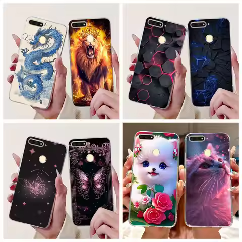 For Huawei Y6 Prime 2018 Case Y6 2018 Cover ATU-L21 ATU-L22 ATU-L31 ATU-L42 Clear Funda Cool Cartoon
