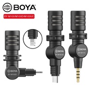 BOYA BY-M100 / BY-M100D / BY-M100UC / BY-M110 Mininature Condenser Microphone 3.5mm TRS / TRRS / IOS Lightning / Android Type-C Mic for iPhone iPad Samsung Huawei Mobile Smartphone Tablet DSLR Camera PC Laptop Computer