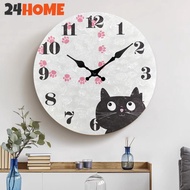 24HOME 12inch Creative Wall Clock Silent Quartz Movement Hanging Clock Kitchen Bedroom Living Room S