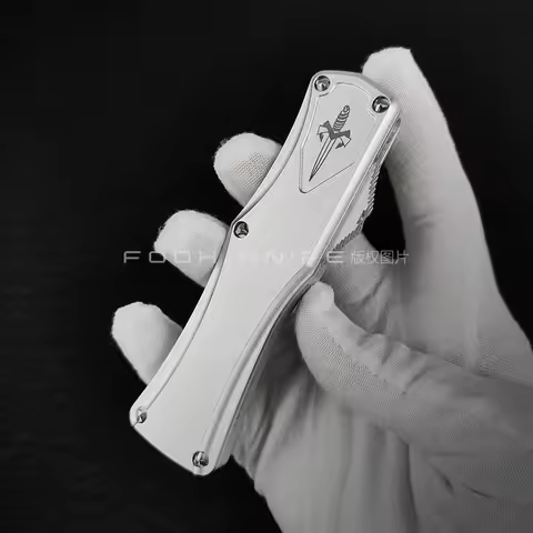 FOOH KNIFE STUDIO SILVER MIRROR HERA GODDESS MICRO Tactical TECH D2 Steel CNC 6061 Aluminum Handle E