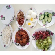 Bunga Kangkung Plate & Bowl Classic Porcelain Vintage Flower Old School Ethnic Flower Pinggan Nostal