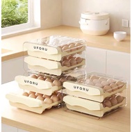 UFORU 2-Tier Egg Tray with Lid, Pull-Out (2 tiers of 32 eggs)