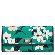 Kate Spade Lucia Lily Blooms Large Slim Flap Wallet in Green Multi K7183