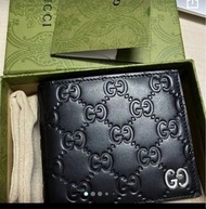 Gucci 銀標雙G老花短款雙摺男款銀包不議價