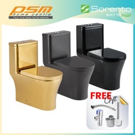 Sorento One Piece Black / Gold Water Closet WC Wash Down Flushing System SRTWC8318-RL-BL / SRTWC8318