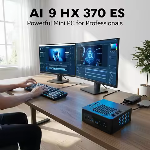 AI Mini PC with AMD Ryzen AI 9 HX 370 ES AI 7 H 350 ES Radeon 880M Mini Gaming PC Windows 11 Pro/8K 