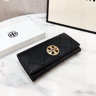 TB BAG Tory Summer new womens wallet embroidery rhombus long wallet two-fold clutch bag leather coin purse card holder Burch